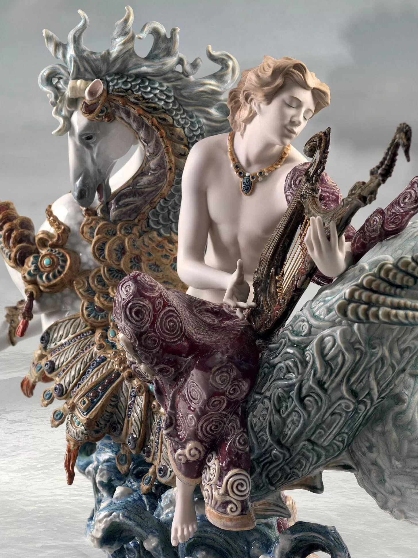 Lladró Arion On A Seahorse Sculpture. Limited Edition^ High Porcelain