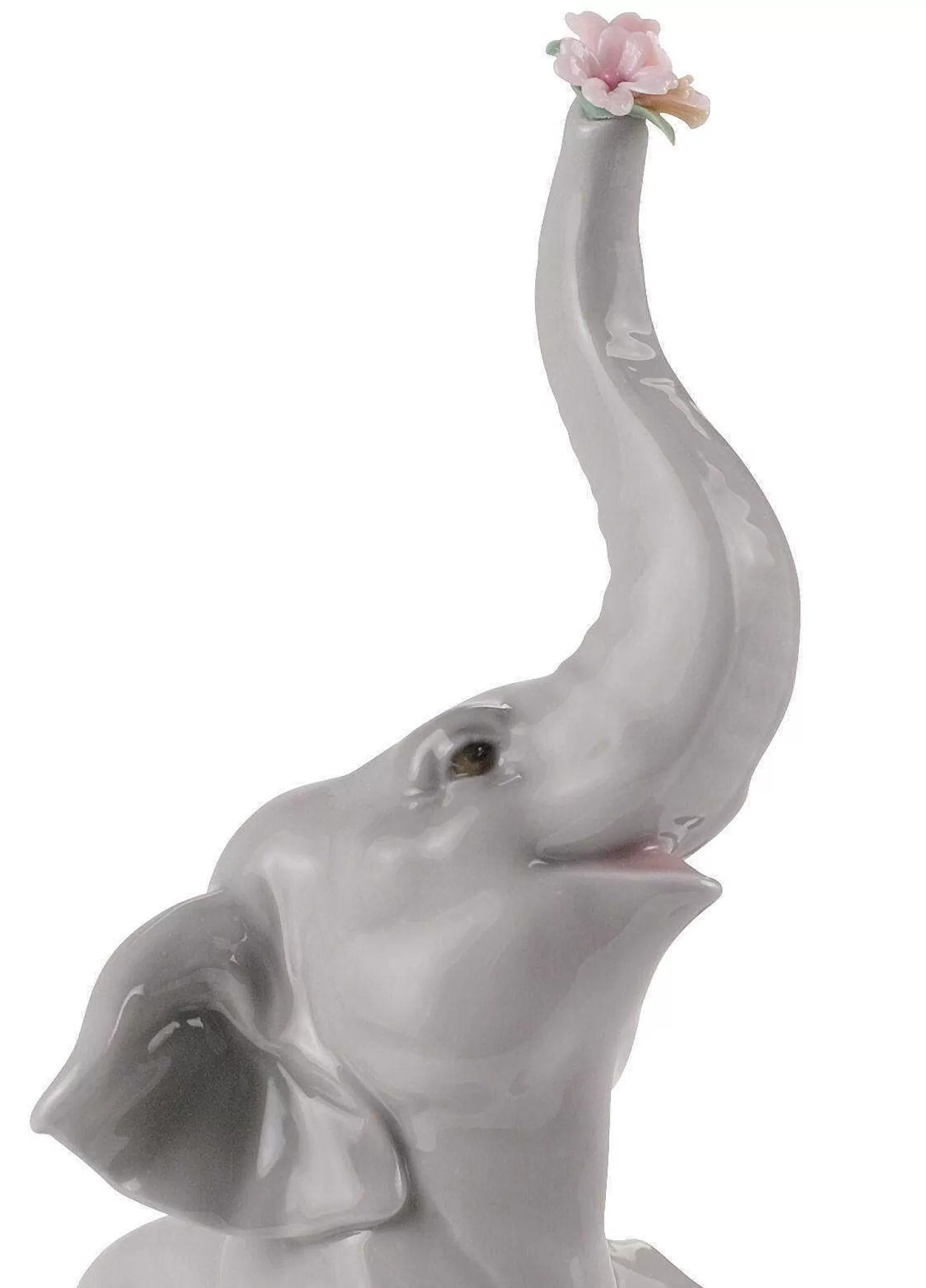 Lladró Baby Elephant With Pink Flower Figurine^ Animals