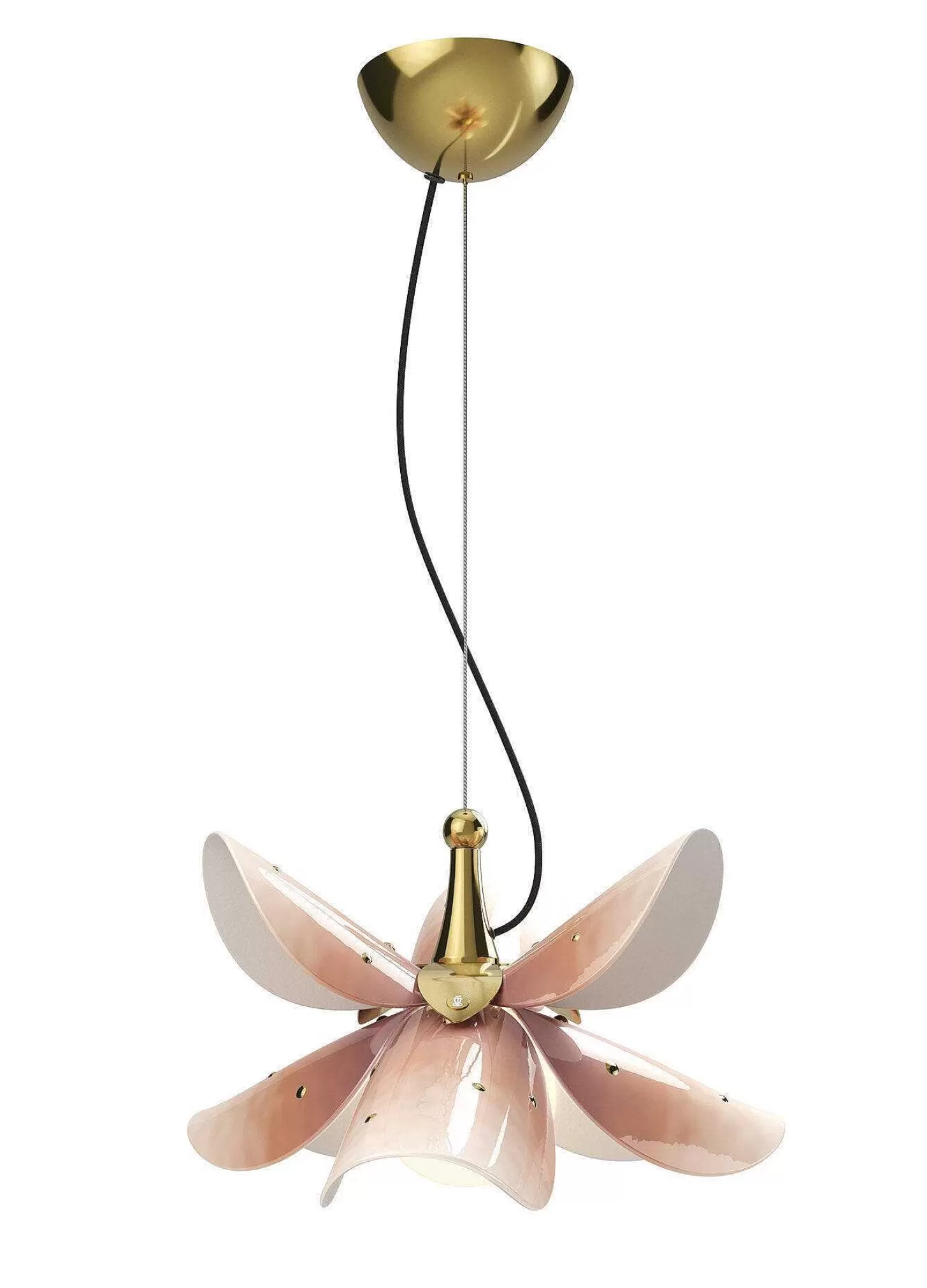 Lladró Blossom Hanging Lamp. Pink And Golden Luster. (Us)^ Lighting