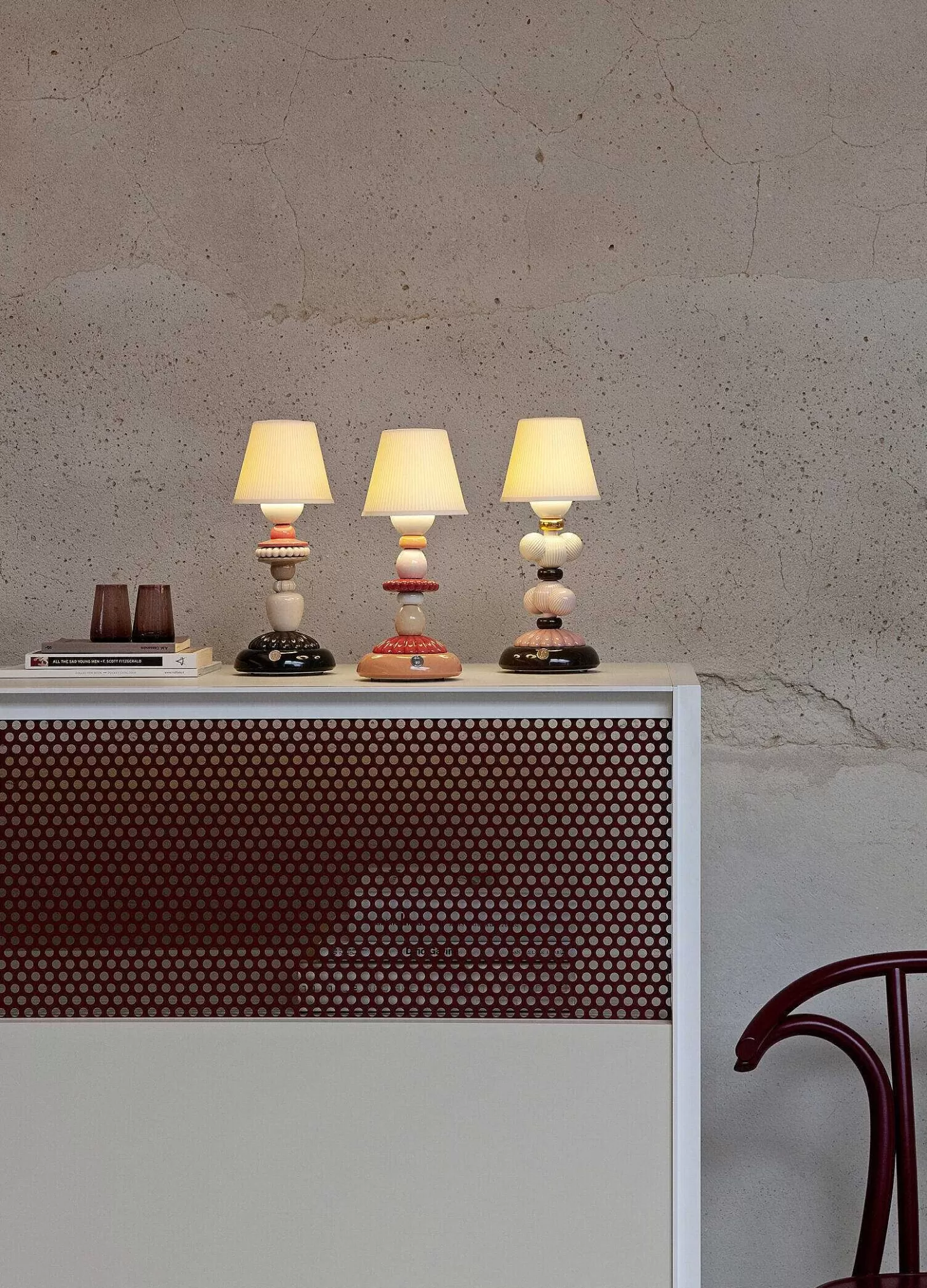 Lladró Cactus Firefly Golden Fall Table Lamp. Pink^ Light & Scent
