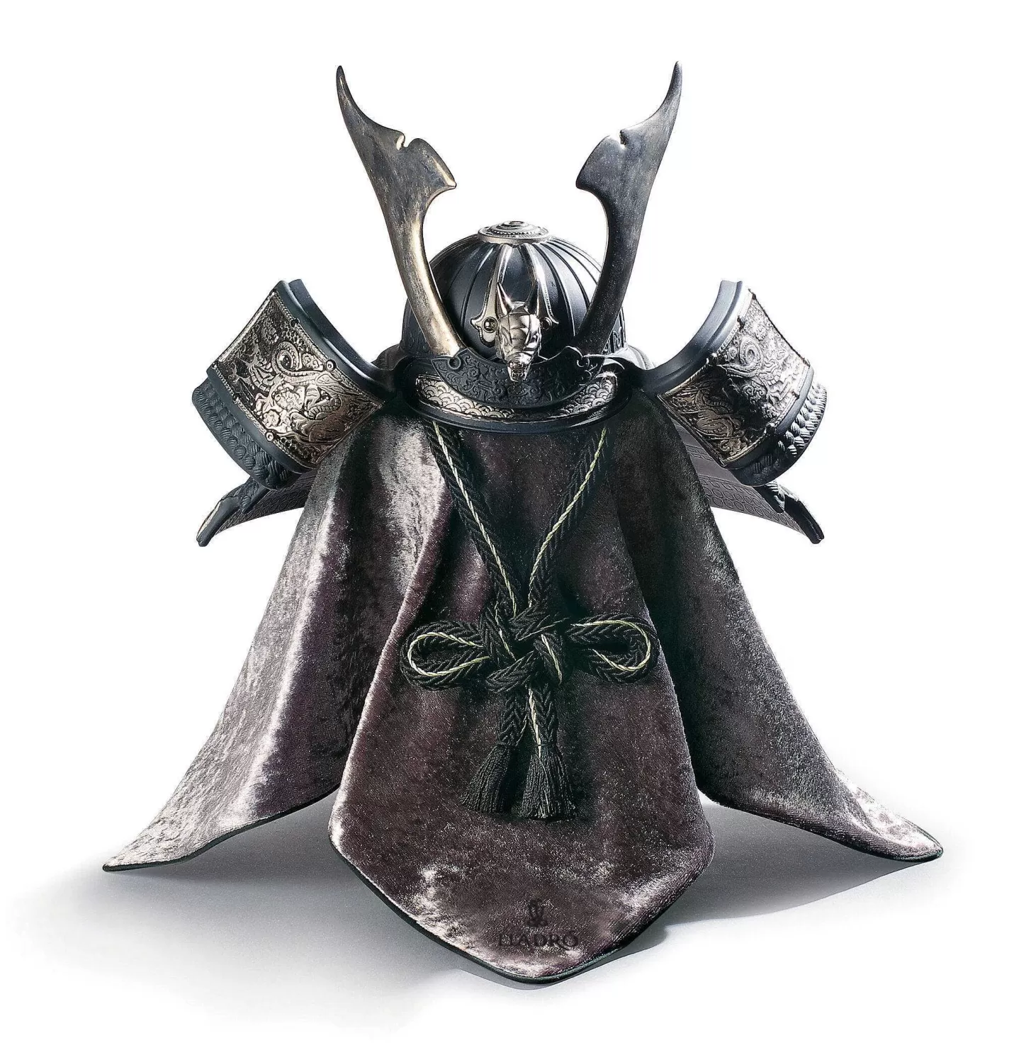Lladró Dragon Samurai Helmet Figurine. Silver Lustre^ Japanese Culture