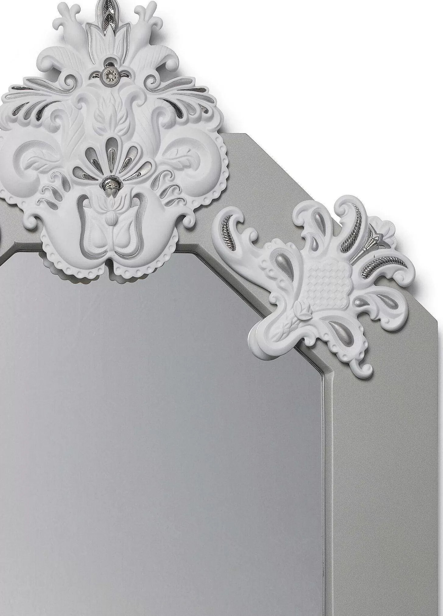 Lladró Eight Sided Wall Mirror. Silver Lustre And White. Limited Edition^ Mirrors