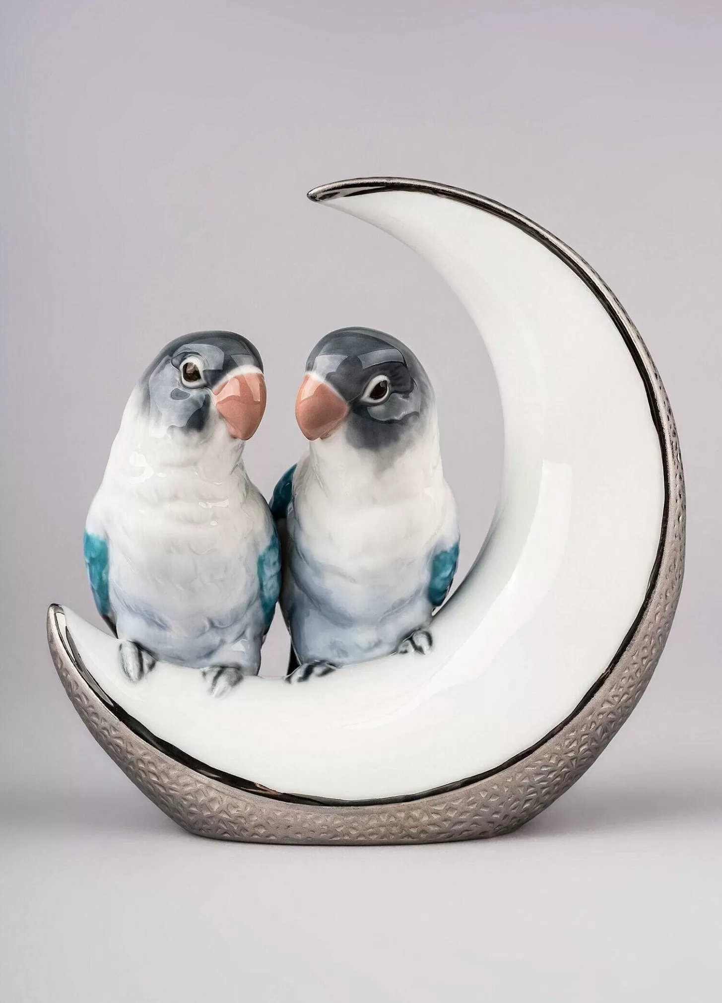 Lladró Fly Me To The Moon Birds Figurine. Silver Lustre^ Love