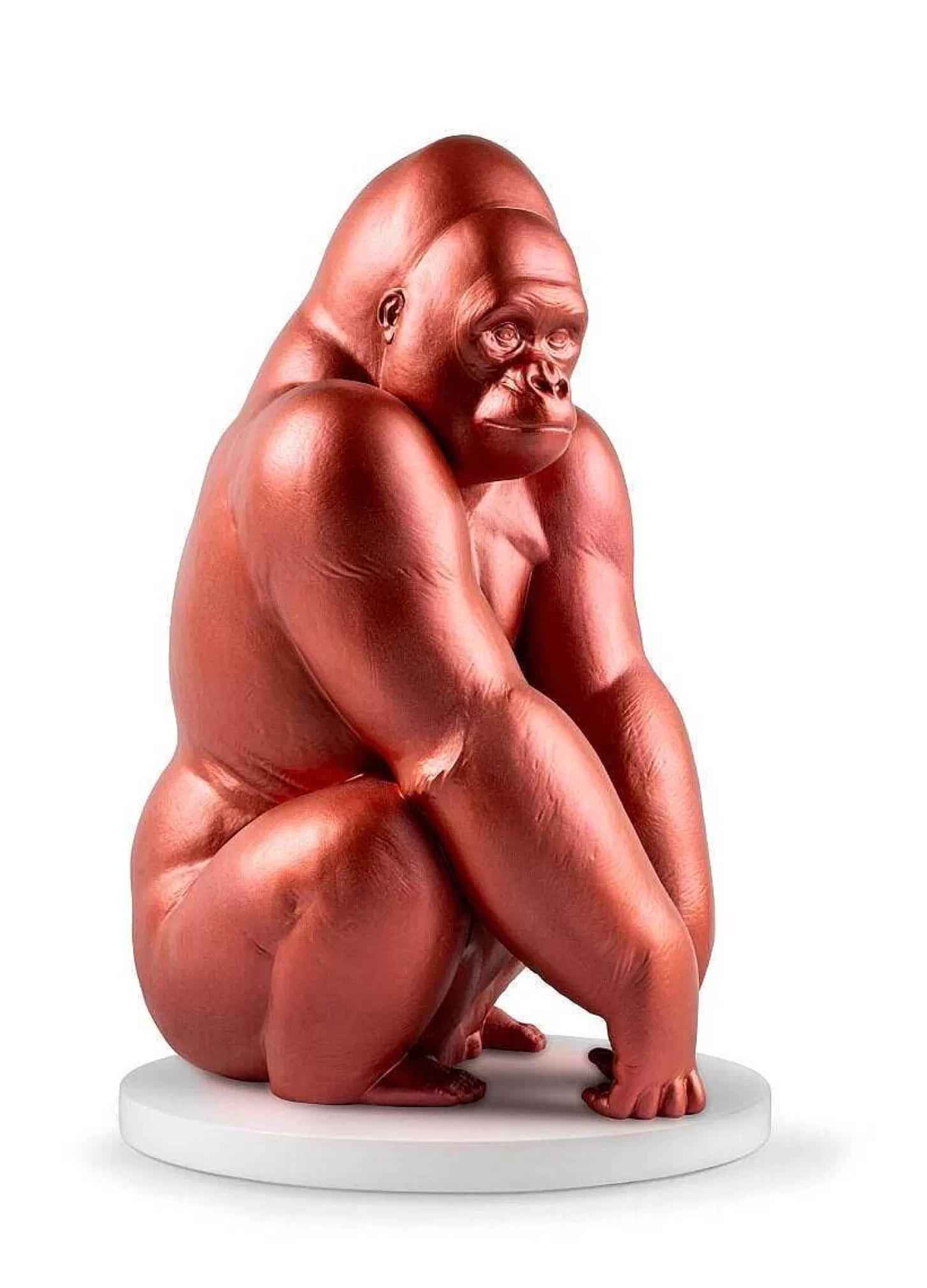 Lladró Gorilla Sculpture. Metallic Red. Limited Edition^ Design