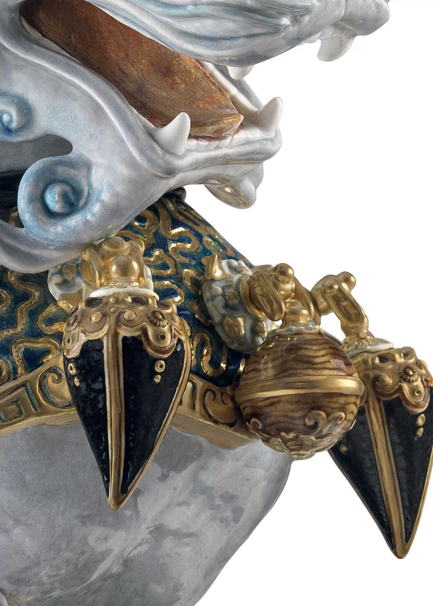 Lladró Guardian Lion Sculpture. Blue. Limited Edition^ High Porcelain