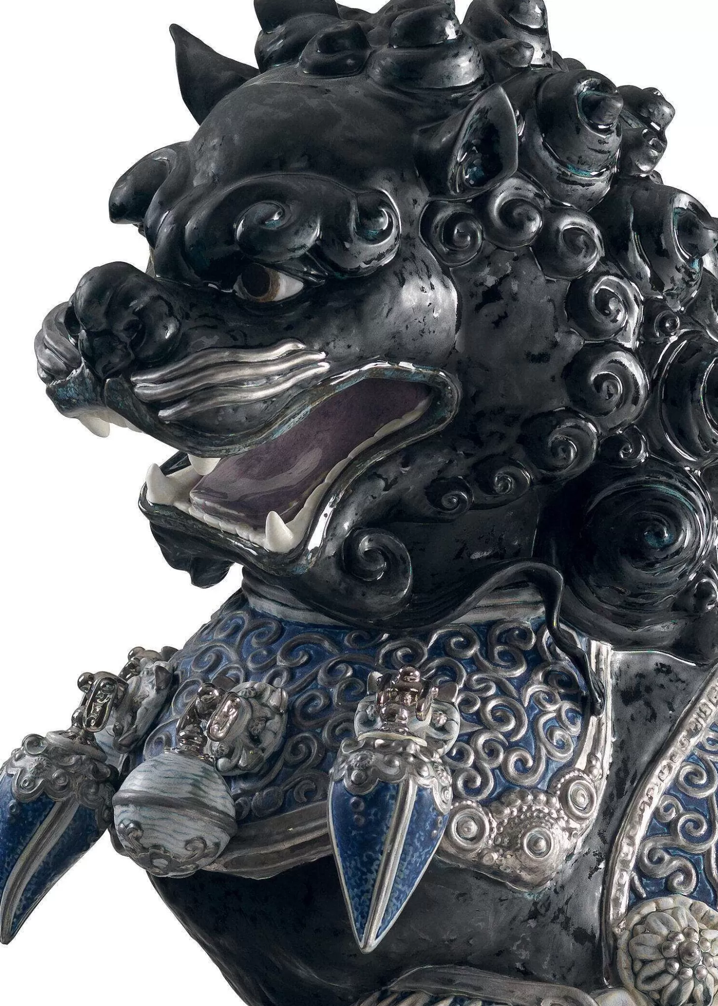 Lladró Guardian Lioness Sculpture. Black. Limited Edition^ High Porcelain