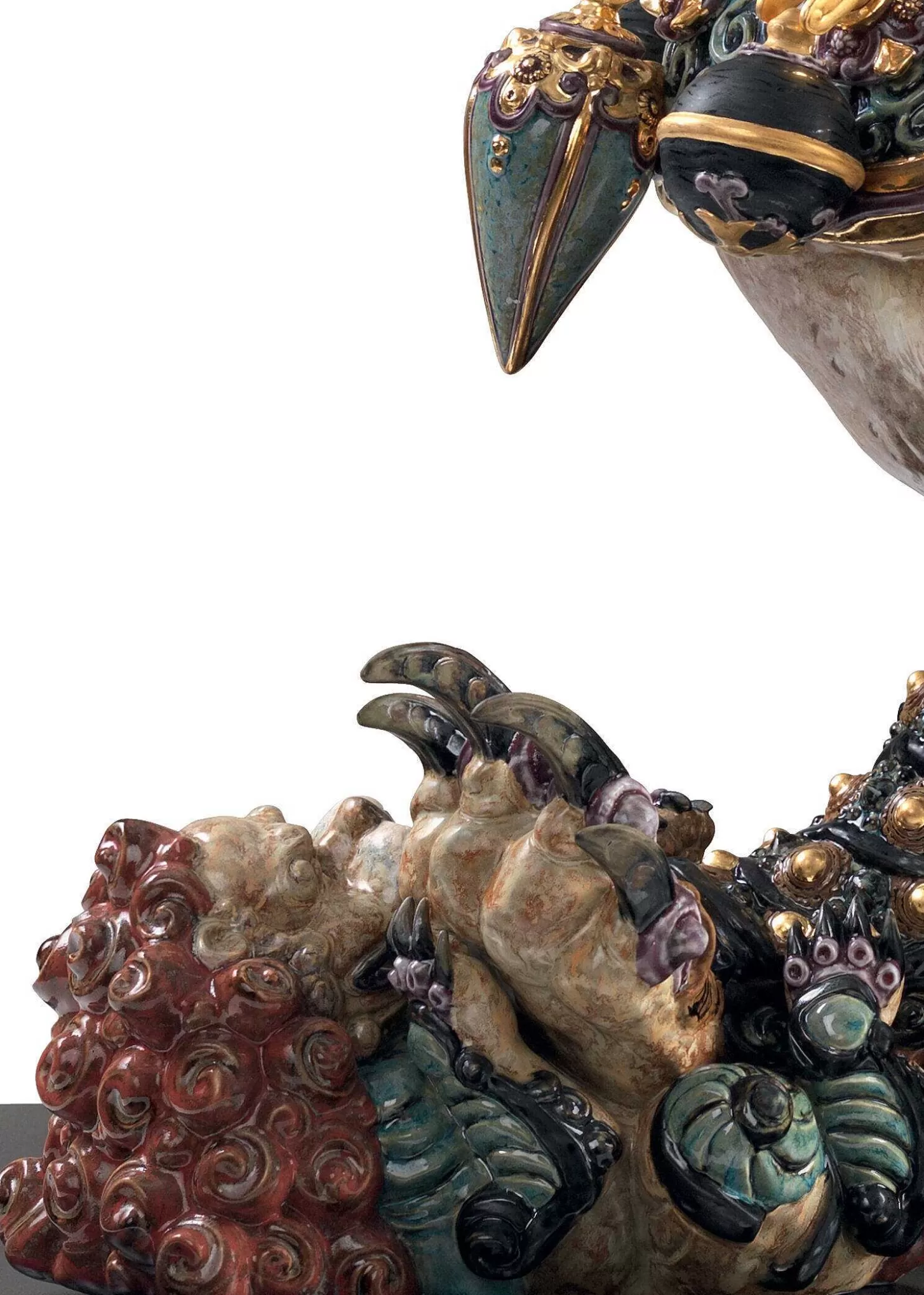 Lladró Guardian Lioness Sculpture. Red. Limited Edition^ Oriental Culture