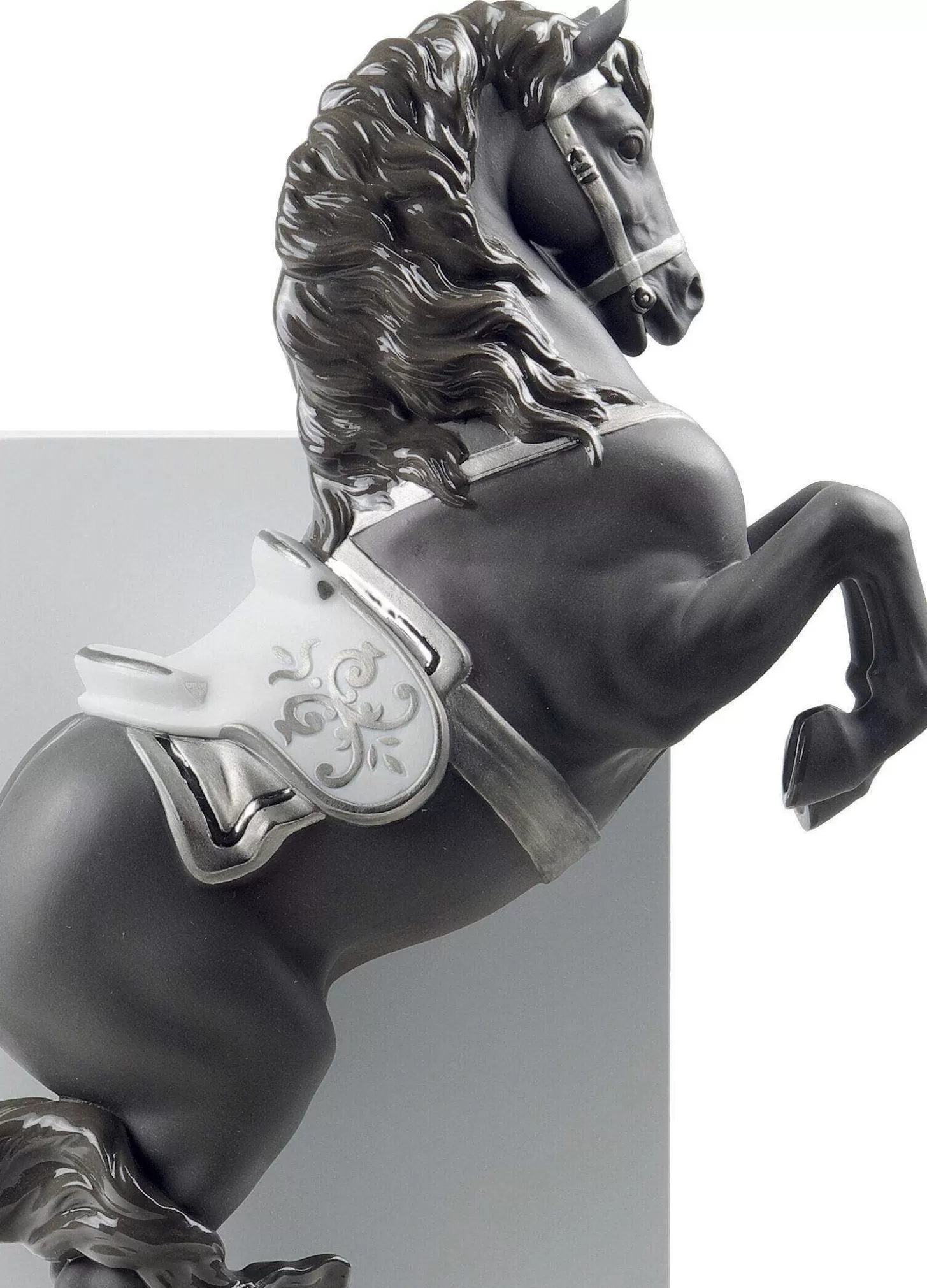 Lladró Horse On Courbette Figurine. Silver Lustre^ Animals