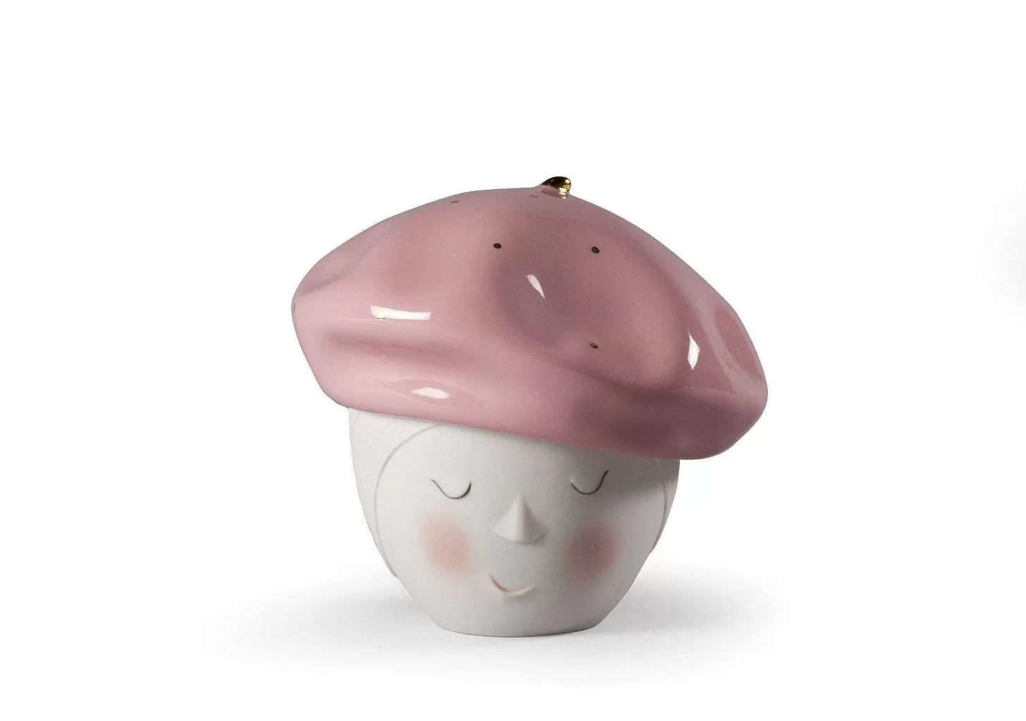 Lladró Lee Beret Box. Pink-Gold^ Lee & Lane