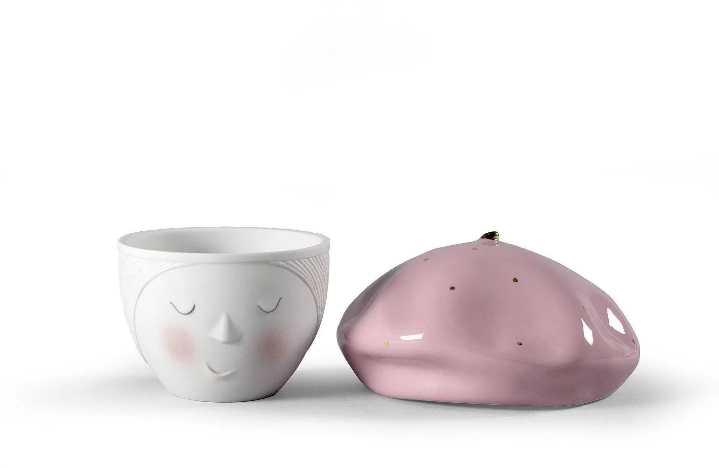 Lladró Lee Beret Box. Pink-Gold^ Lee & Lane