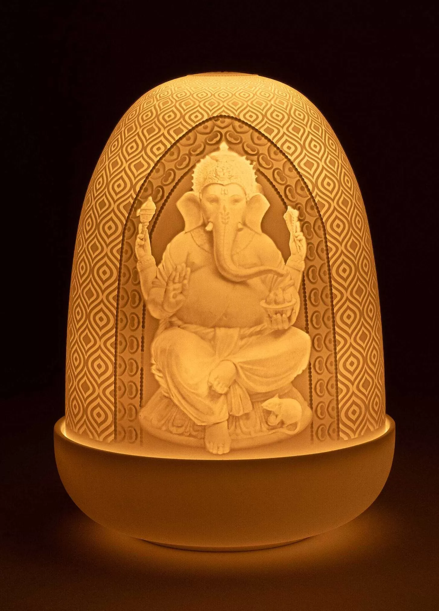Lladró Lord Ganesha & Goddess Lakshmi Dome Table Lamp^ Light & Scent