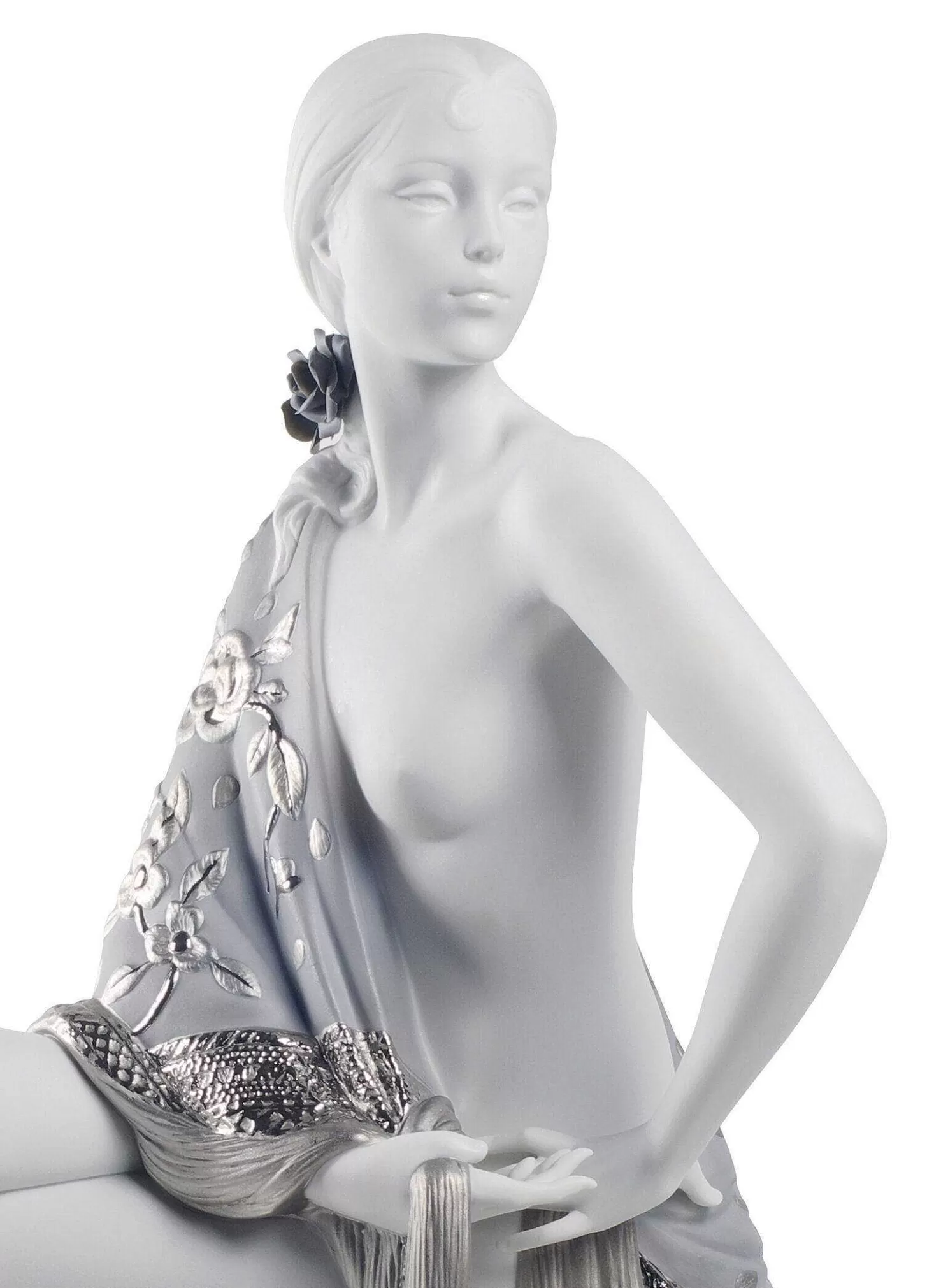 Lladró Nude With Shawl Woman Figurine. Silver Lustre^ Heritage