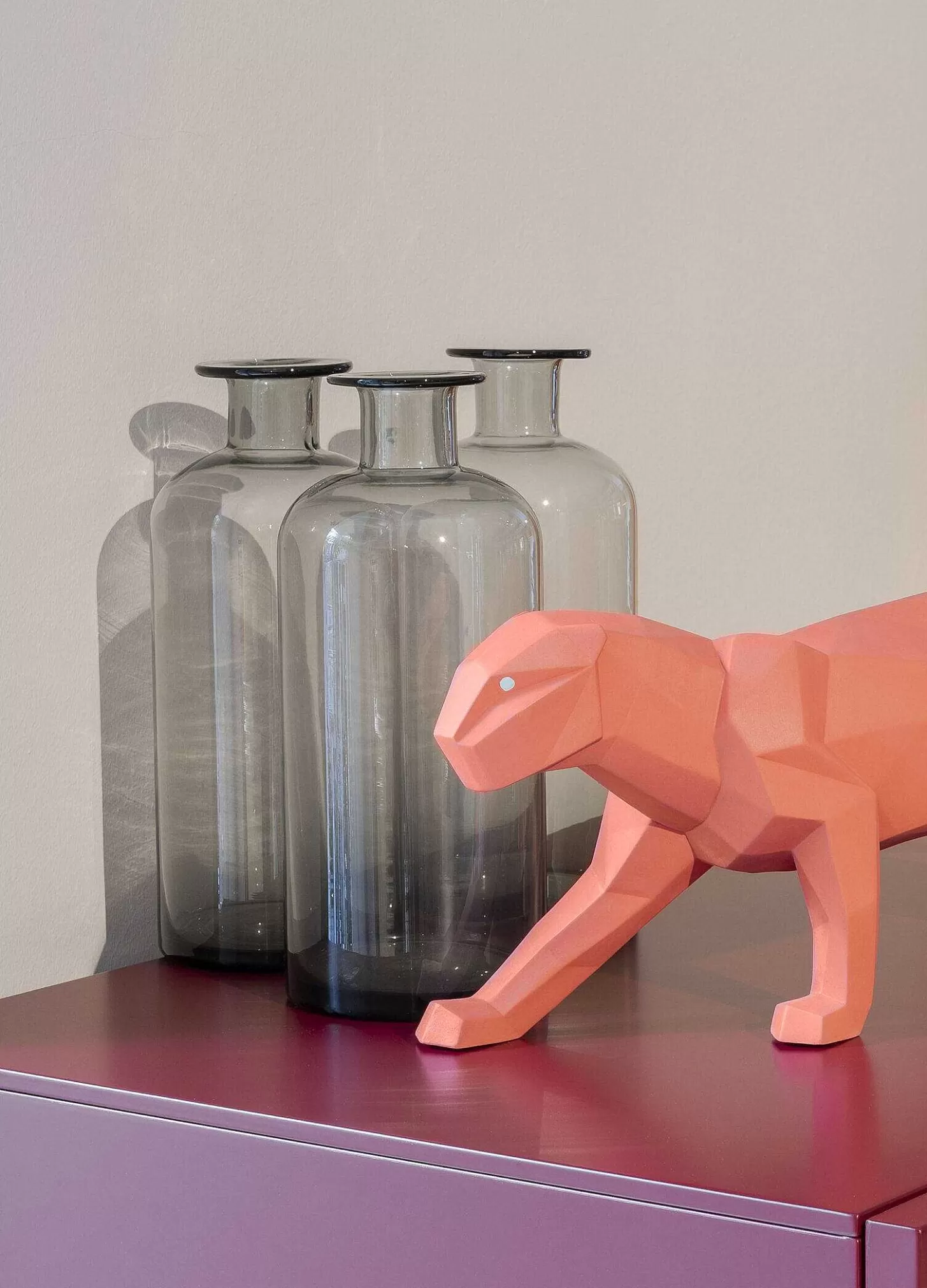 Lladró Panther Figurine. Coral Matte^ Gifts