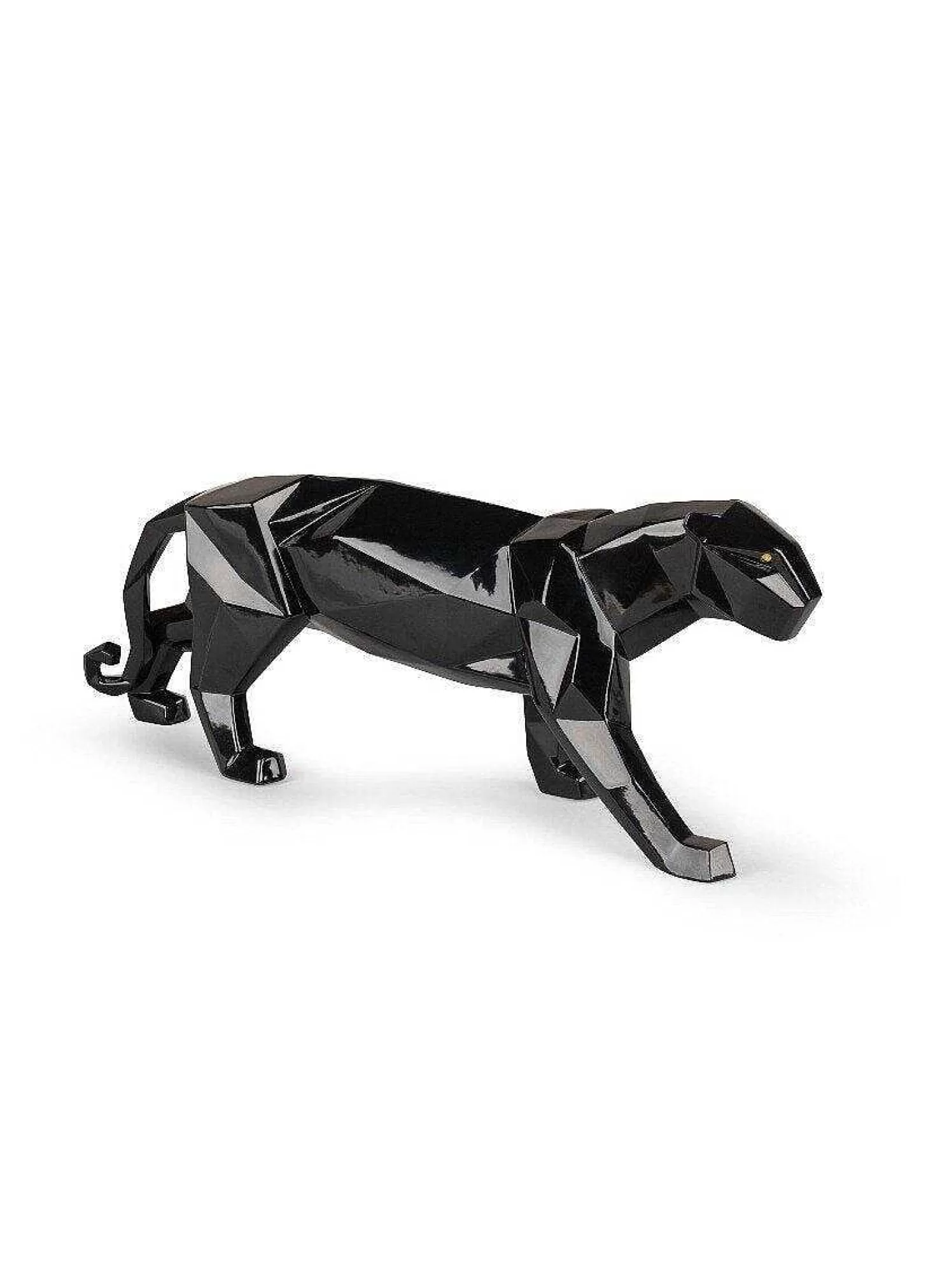 Lladró Panther Figurine. Glazed Black^ Design