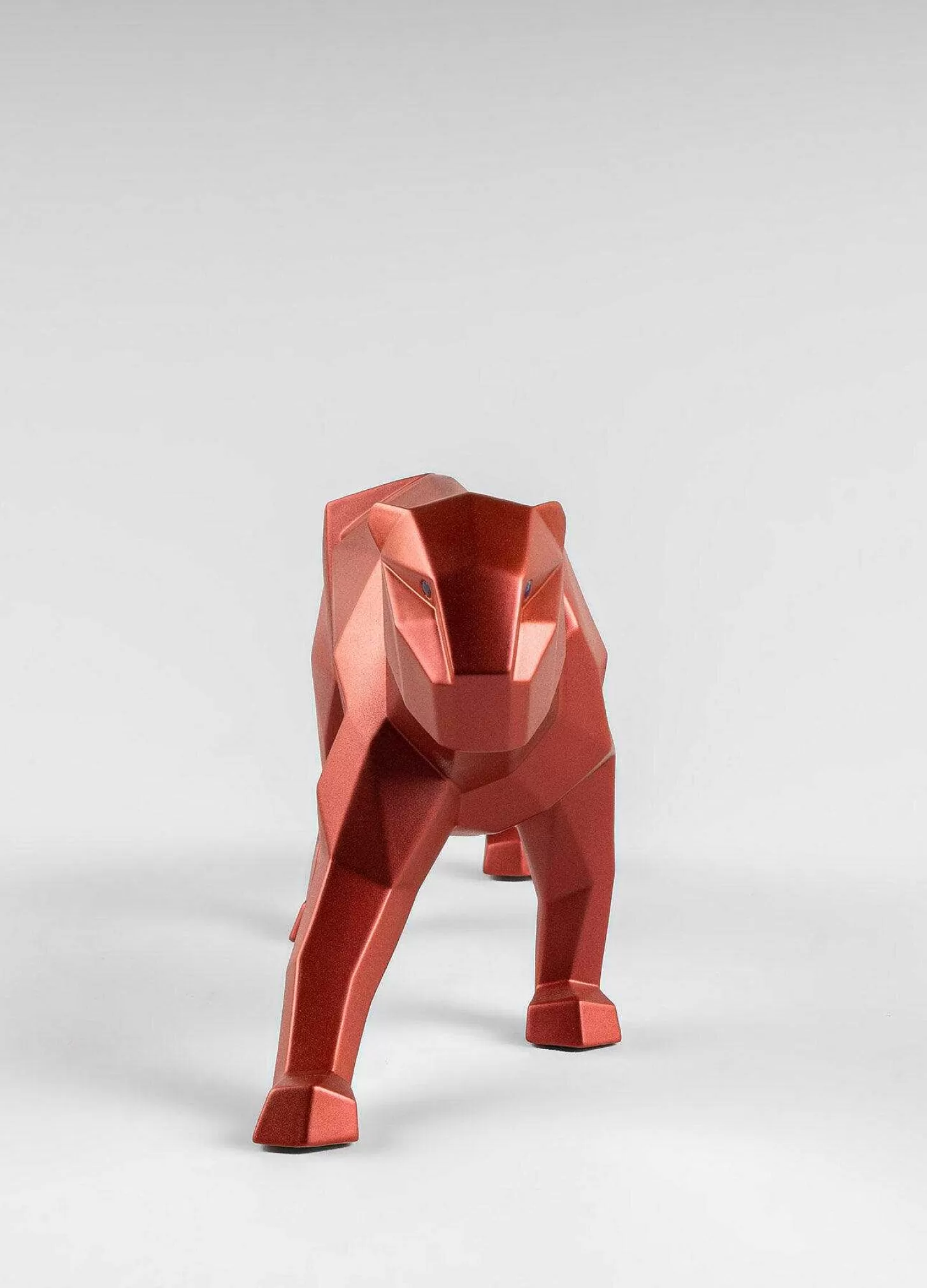 Lladró Panther Figurine. Metallic Red^ Design