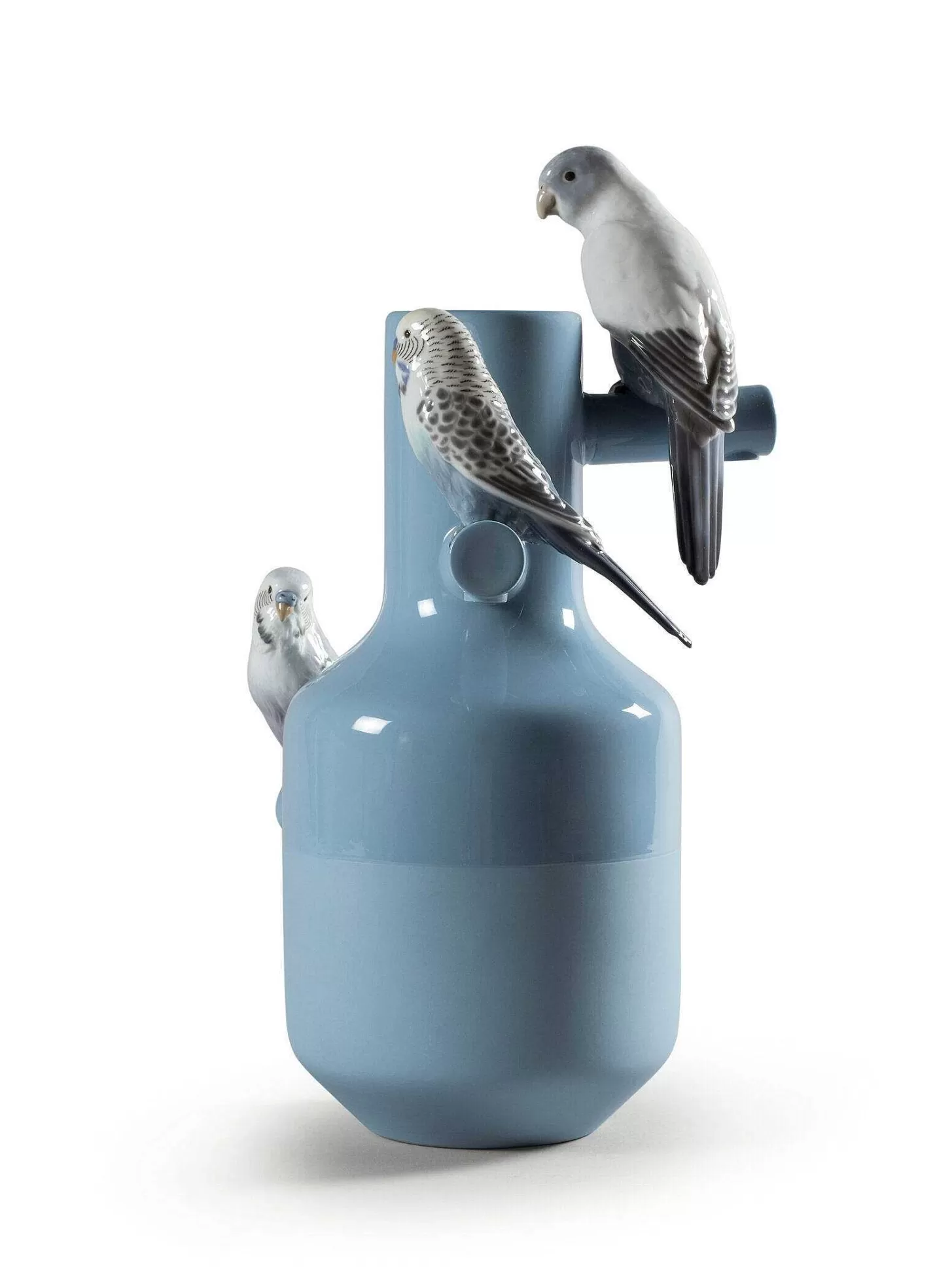 Lladró Parrot Parade Vase. Blue^ Design
