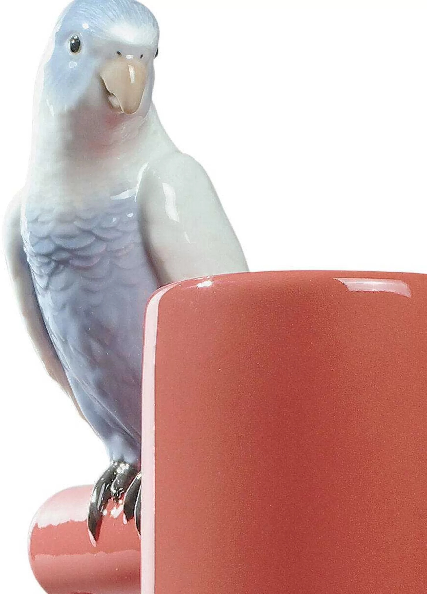 Lladró Parrot Parade Vase. Coral^ Design