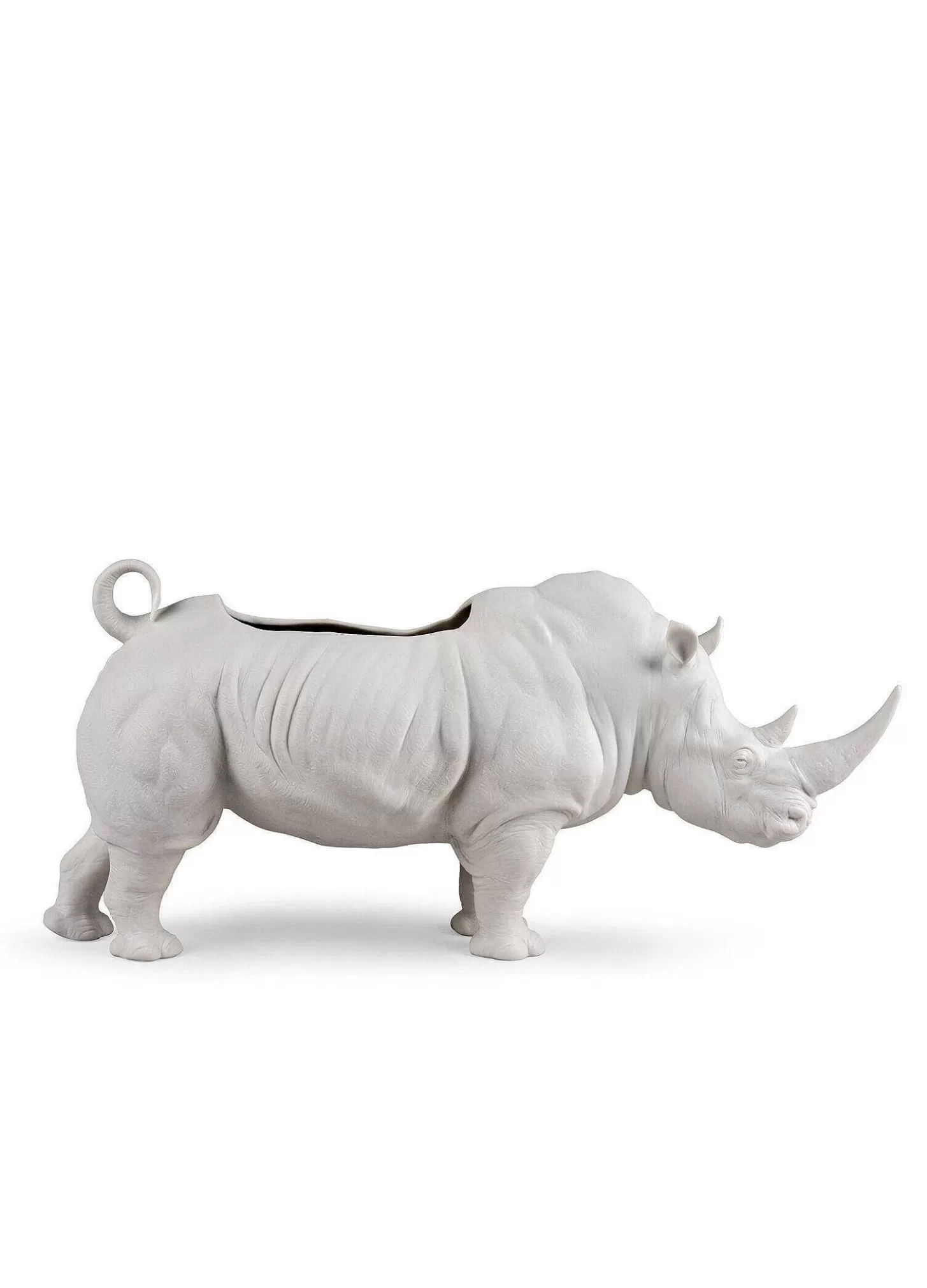 Lladró Rhino Garden Figurine. Matte White. Plant The Future^ Design