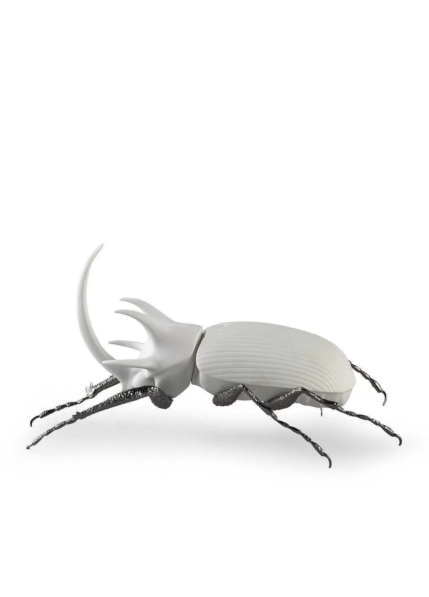 Lladró Rhinoceros Beetle Figurine. Matte White^ Design
