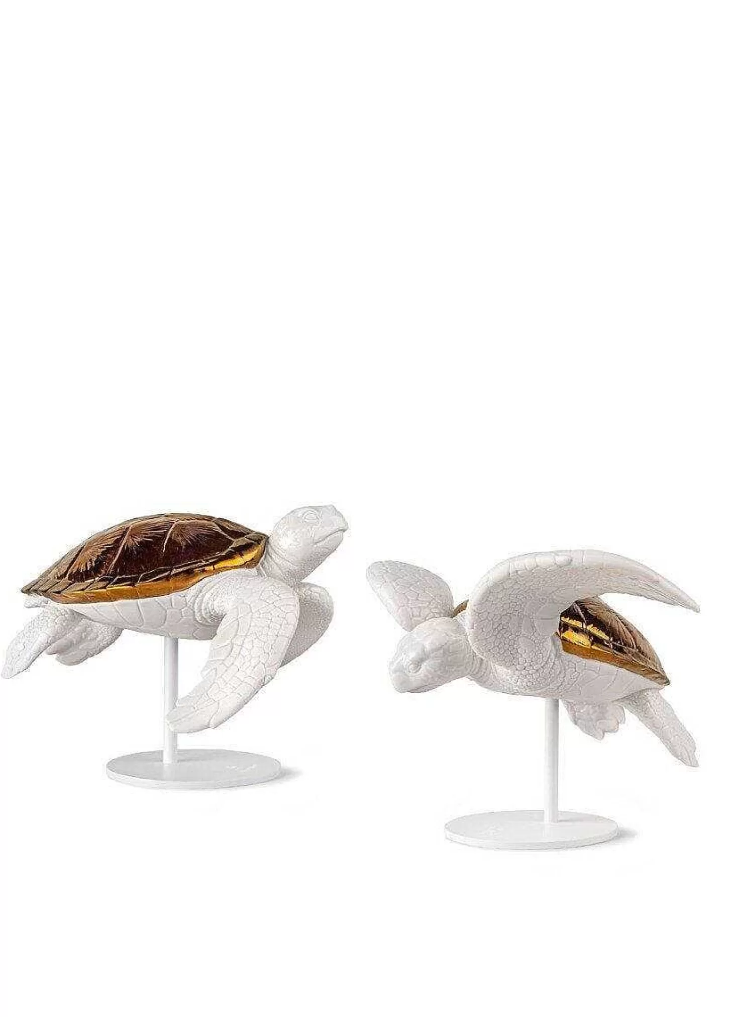Lladró Sea Turtles Couple (White - Copper) Sculpture^ Sea Turtles