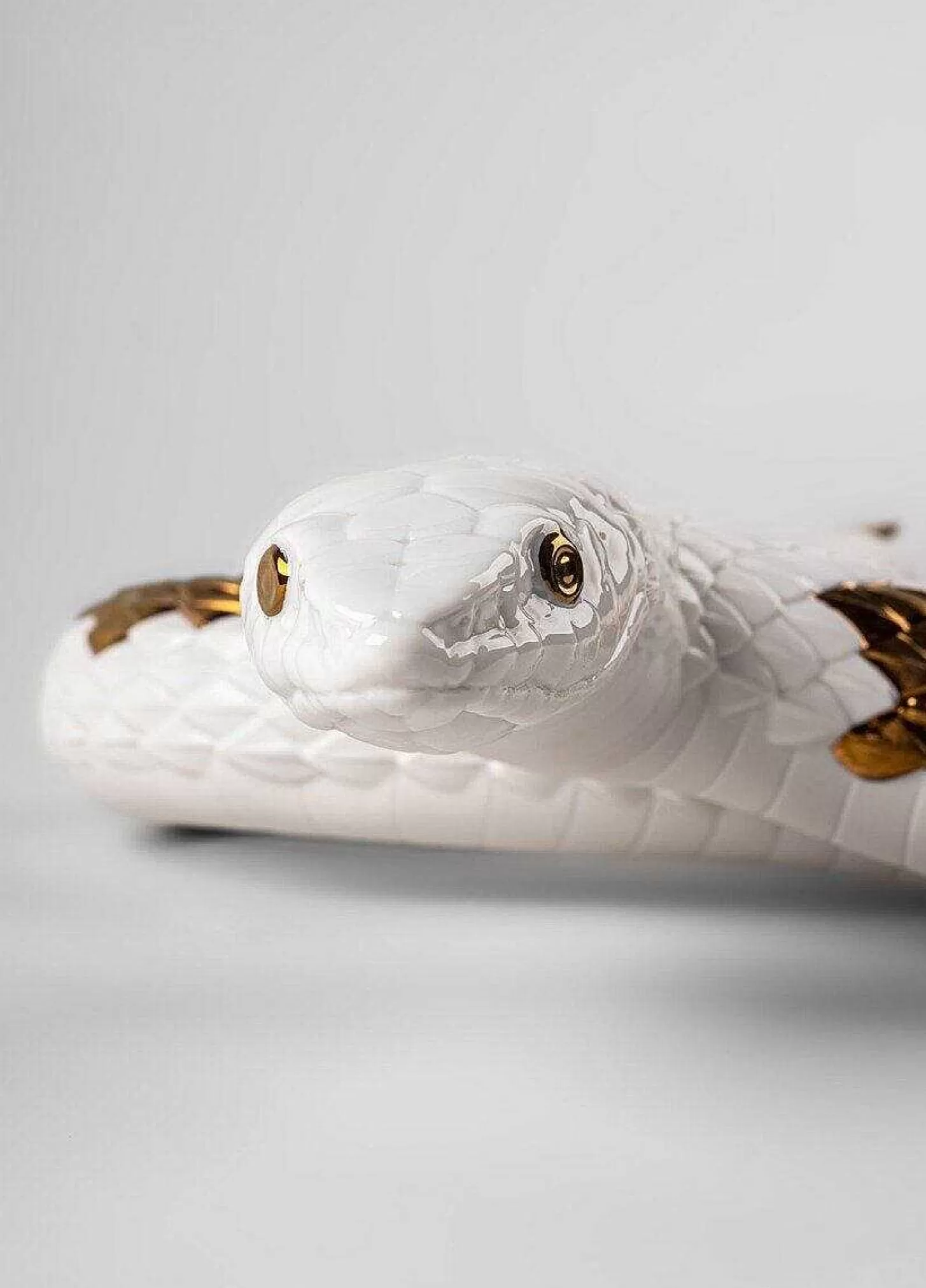 Lladró Snake Sculpture. White - Copper^ Heritage