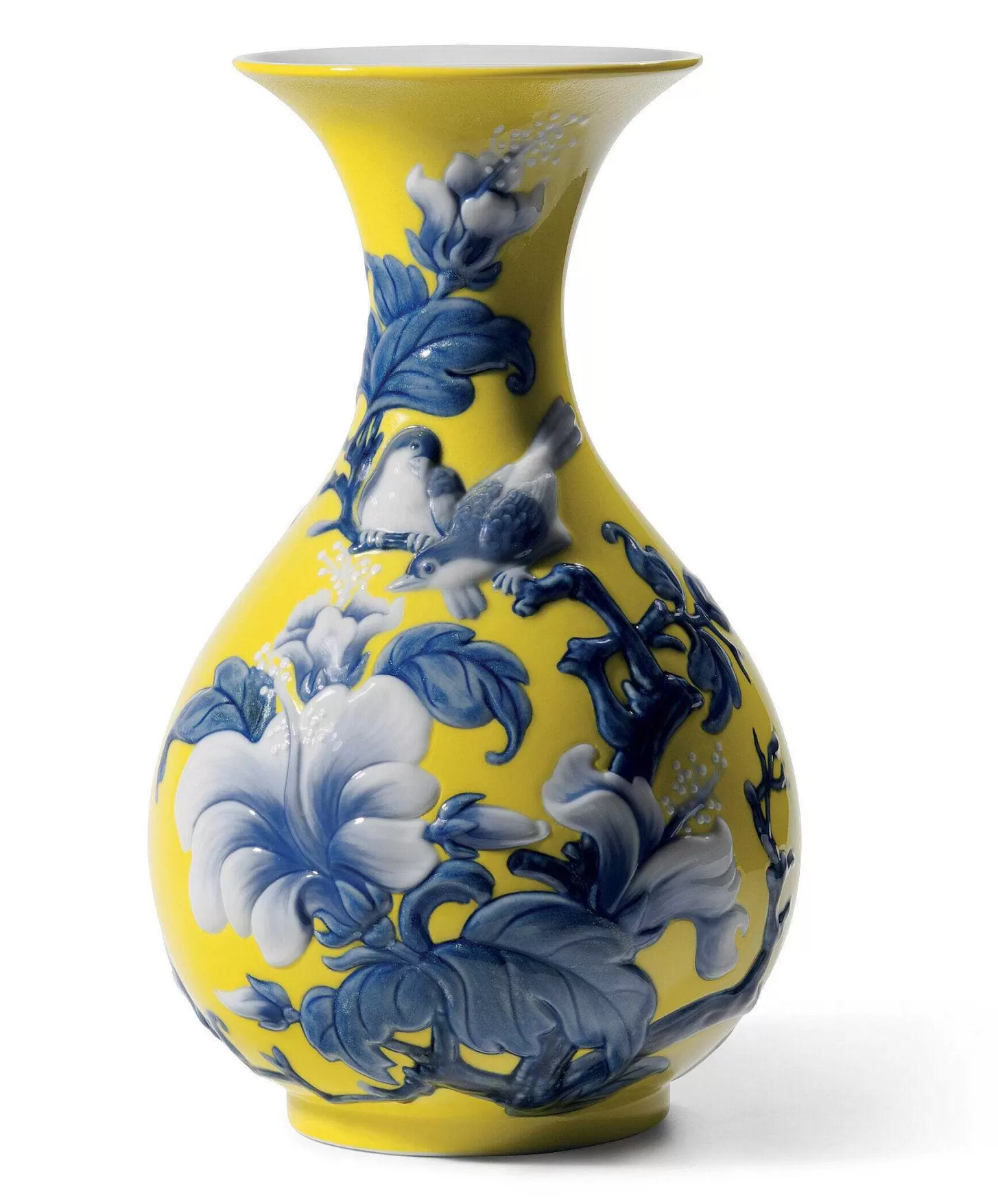 Lladró Sparrows Vase. Yellow^ Gifts