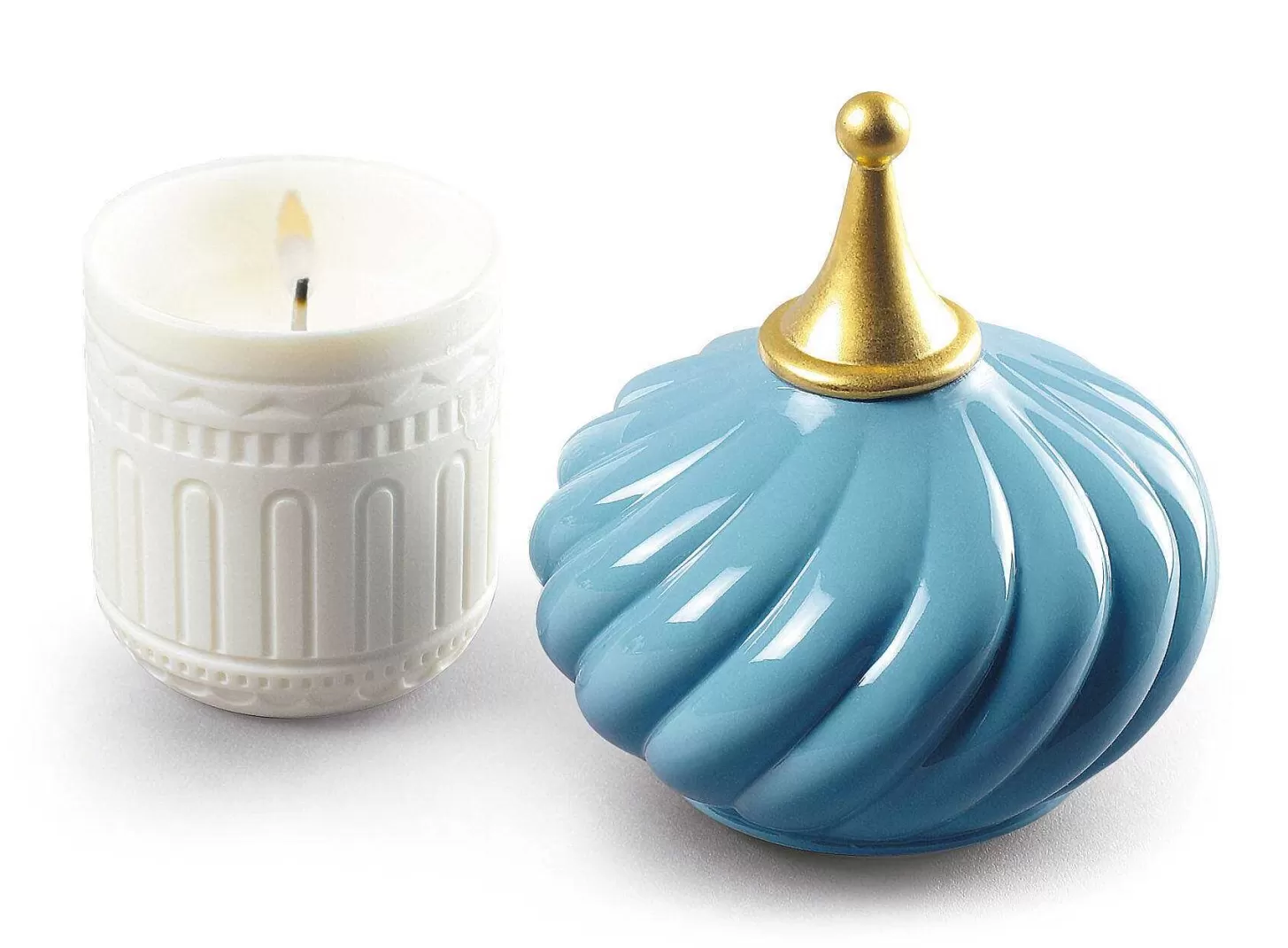Lladró Turquoise Spire Candle 1001 Lights. Unbreakable Spirit Scent^ Light & Scent