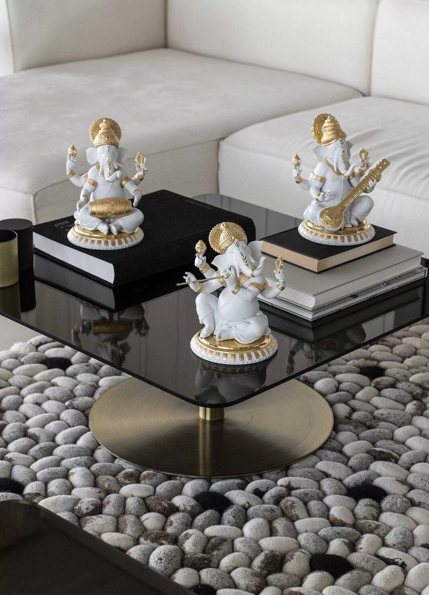 Lladró Veena Ganesha Figurine. Golden Lustre^ Hinduism