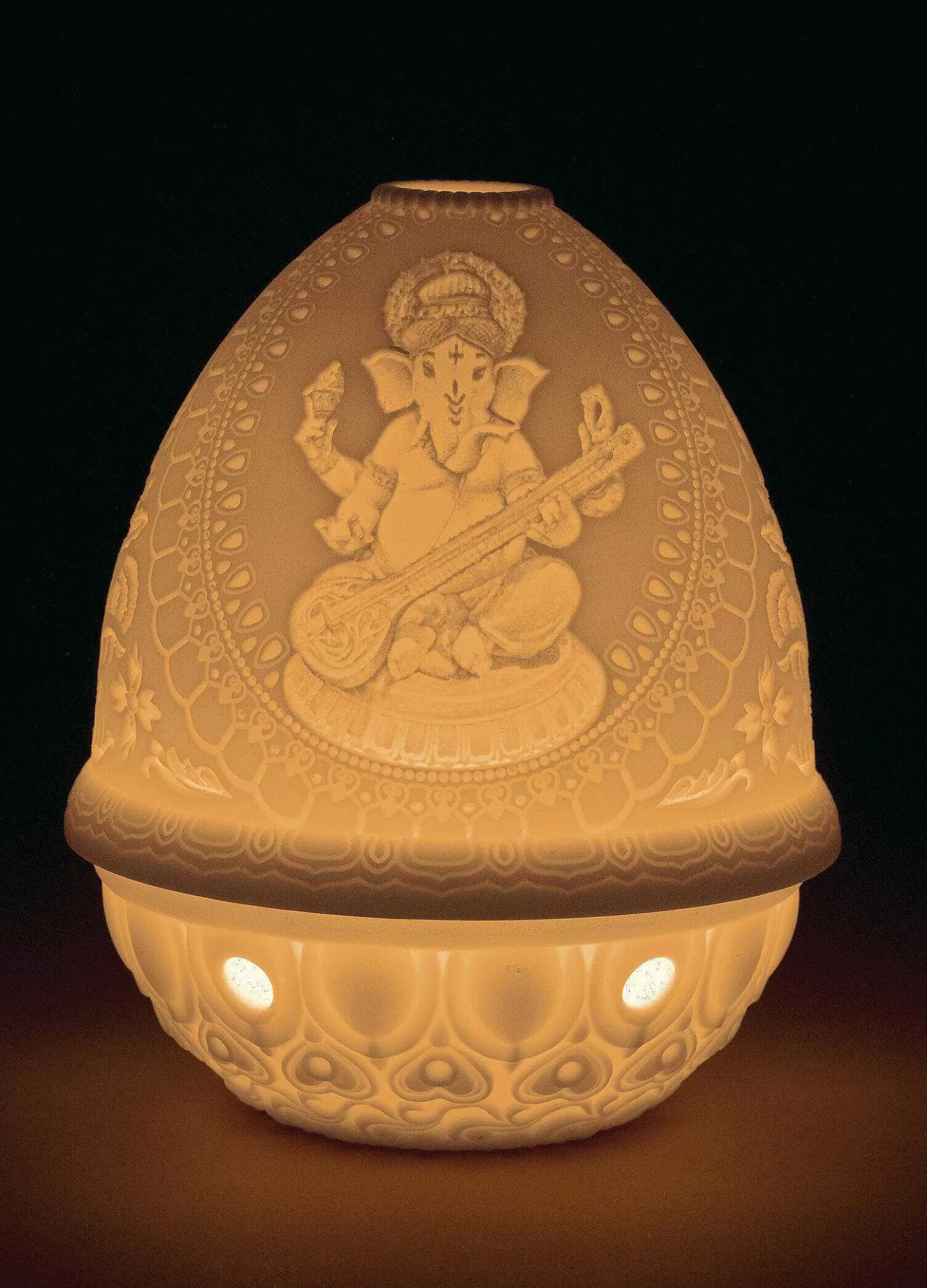 Lladró Veena Ganesha Lithophane. Rechargeable Led^ Hinduism