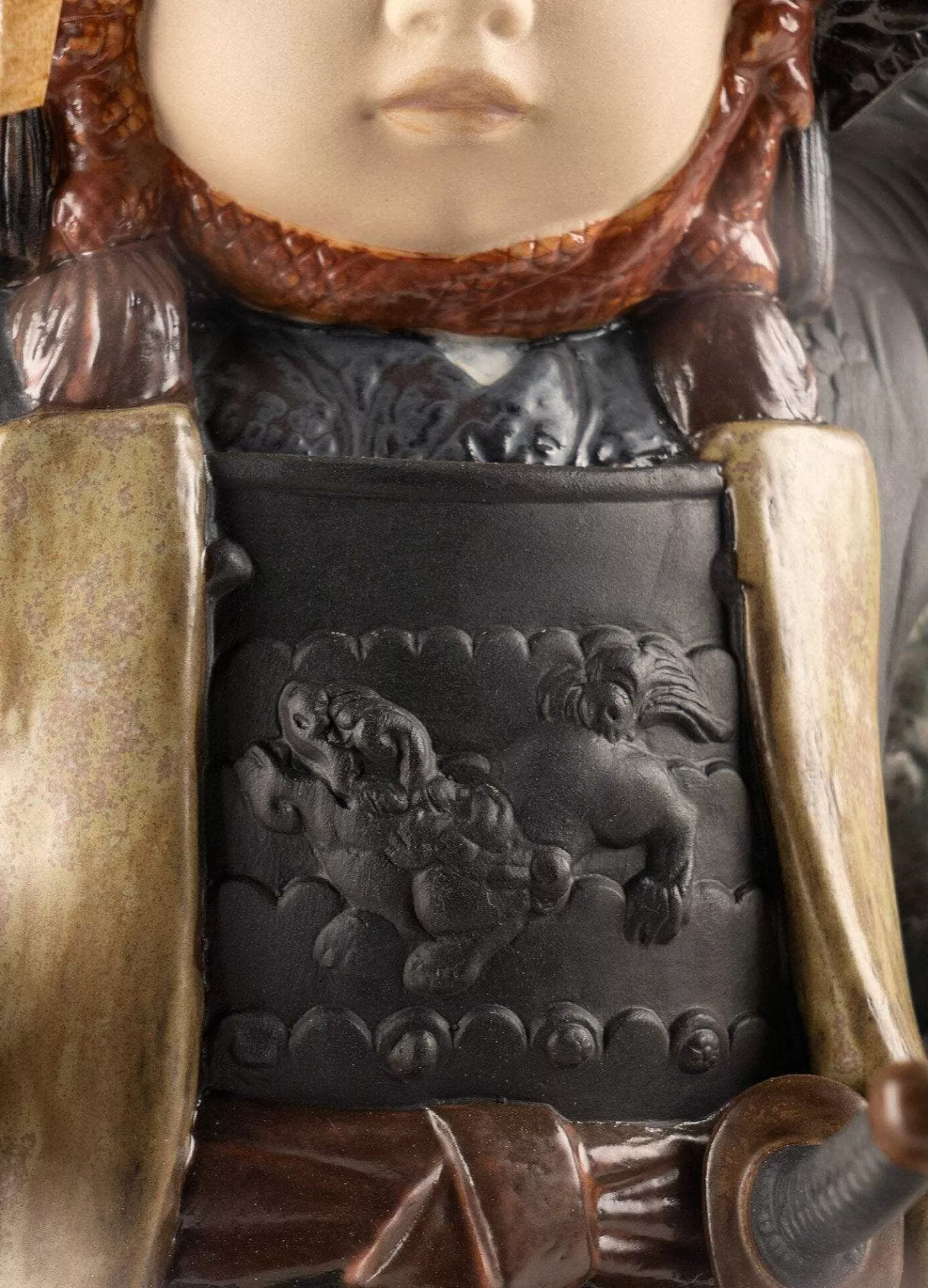 Lladró Warrior Boy Figurine. Brown^ Japanese Culture